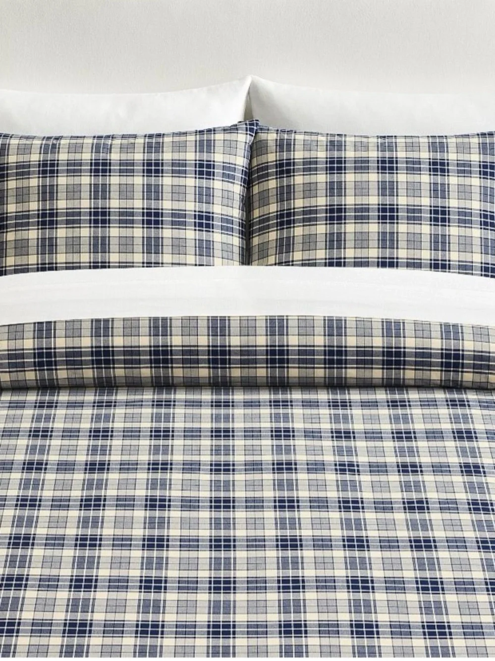 Pottery Barn Emerson Plaid Full /Queen 💯Cotton Duvet